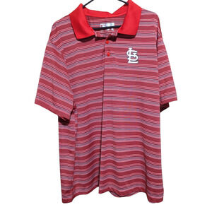 MLB Red St. Louis Cardinals Striped Polo Shirt XXL Baseball Summer Golf